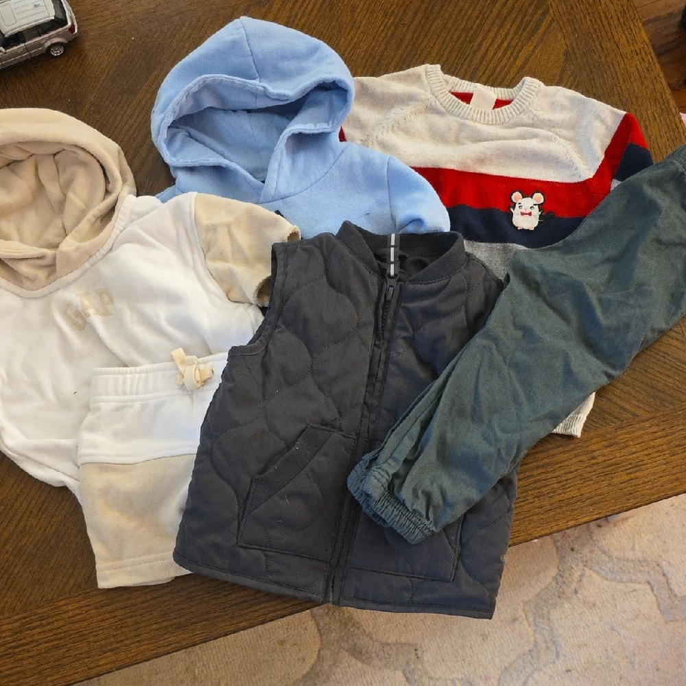 Carter's Blue and Cream Hoodie with Navy Vest
